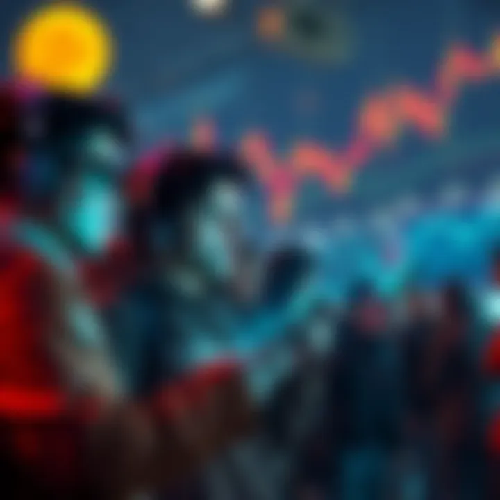 Group of cryptocurrency enthusiasts looking at their investment charts during November, showing determination to hold onto their assets despite market fluctuations.