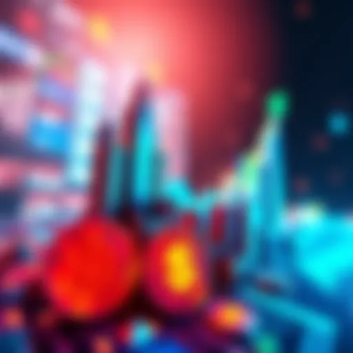 A graphic showing a rising graph symbolizing the rapid increase in crypto ETF trading volume, with dollar signs and cryptocurrency symbols around it.