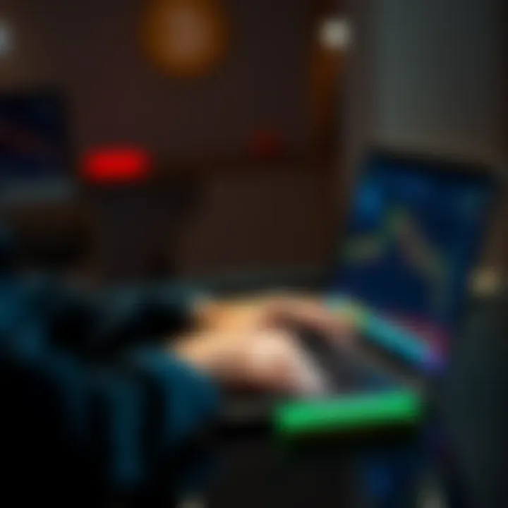 A person using a laptop to trade cryptocurrency with privacy-focused platforms