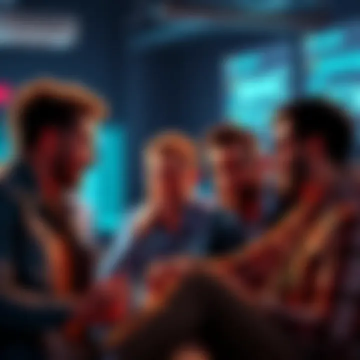Group of crypto founders sharing ideas in an online forum