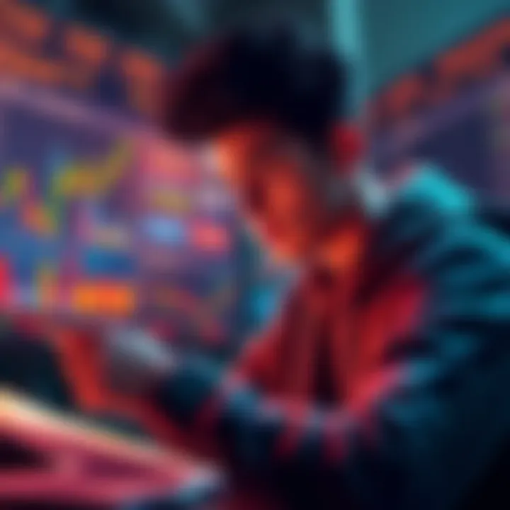 A young person looking at cryptocurrency charts and tax forms, pondering small gains and tax reporting requirements.