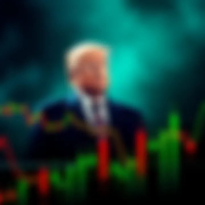 Crypto Growth Under Trump A graph showing rising cryptocurrency values with an image of Donald Trump in the background, symbolizing his pro-crypto policies.