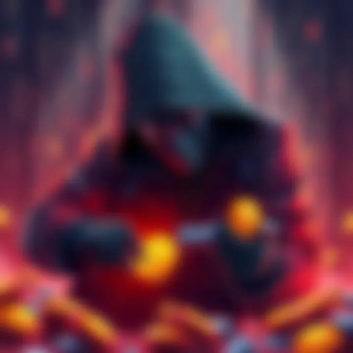 Illustration of a hacker stealing cryptocurrency from a Solana wallet, with digital assets being transferred to Ethereum.
