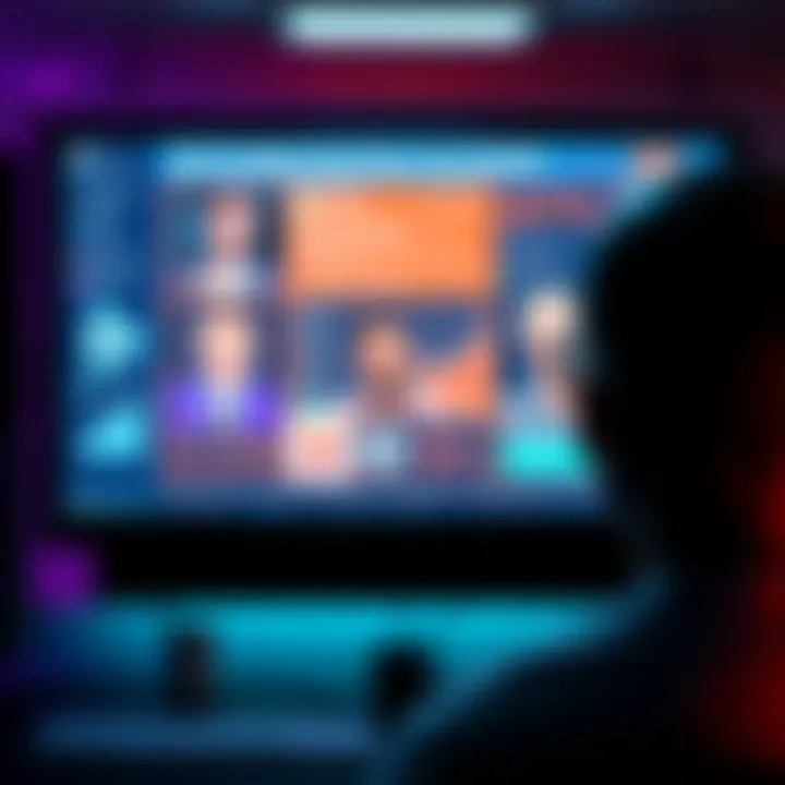 A graphic showing a skeptical person viewing a screen with crypto predictions from influencers