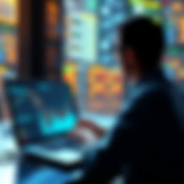 Crypto Insights A person analyzing crypto trends on a laptop with charts and graphs on the screen