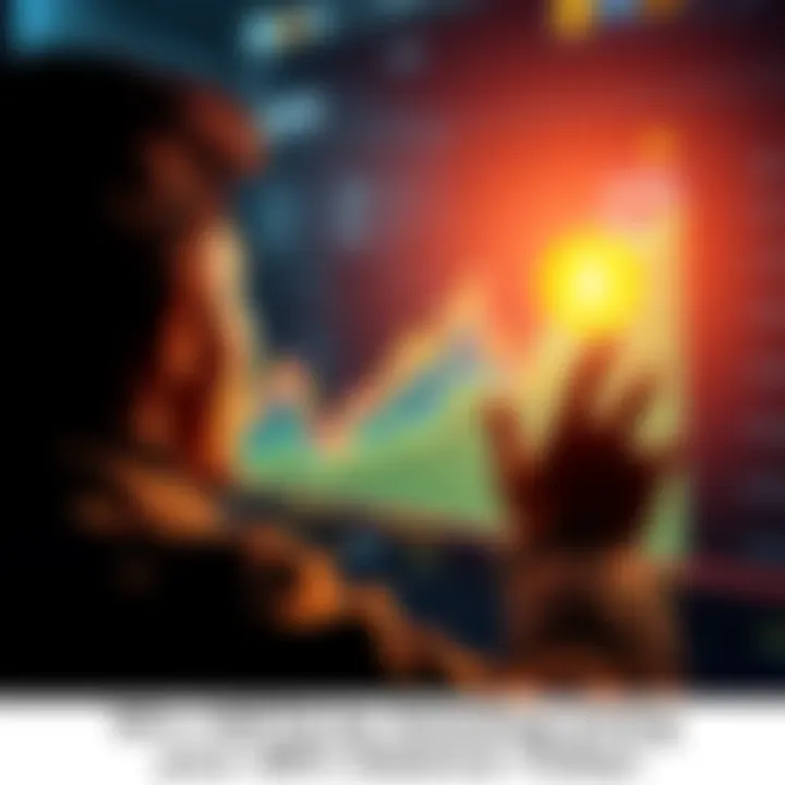 A graphic showing a person excitedly looking at a cryptocurrency chart with $BTC and $ETH symbols, symbolizing a chance to win by boosting Bitcoin holdings.