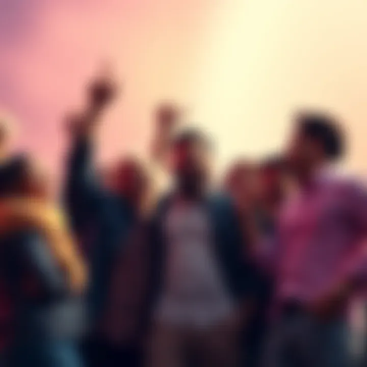 People celebrating crypto investment success Group of people joyfully discussing their successful cryptocurrency investments and strategies