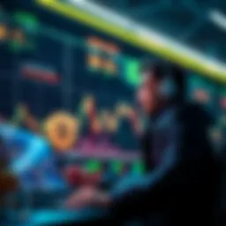 A crypto investor studies altcoin charts, with Bitcoin trends visible in the background, highlighting a strategy shift away from AI investments.