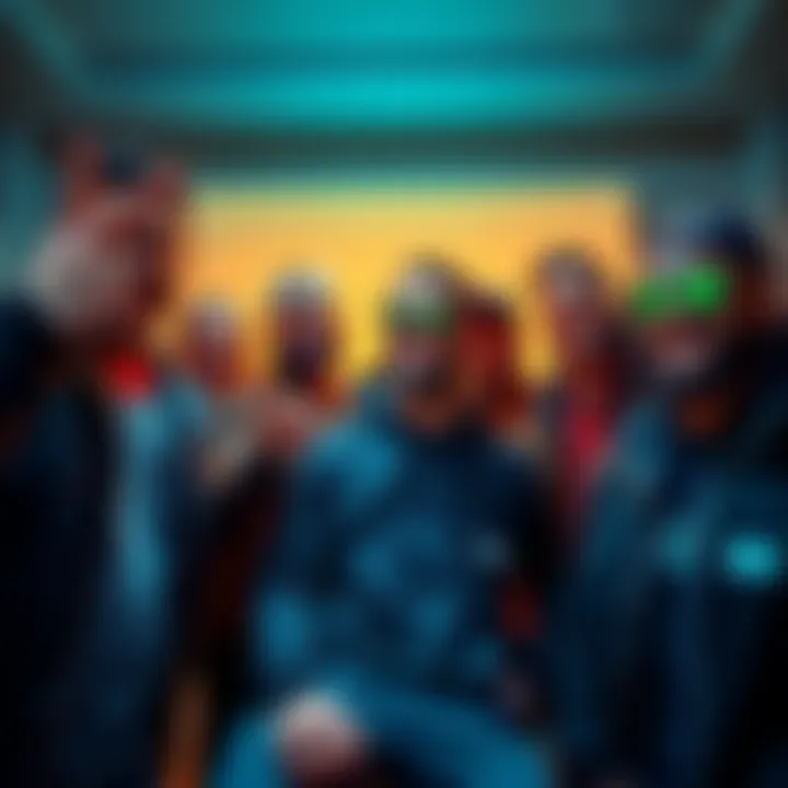 Group of crypto investors proudly displaying their unique and wild investment choices with smiles.