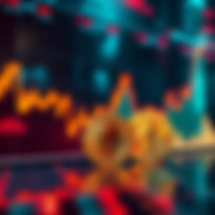 A graph showing a steep decline in cryptocurrency values with symbols of Solana and Ethereum in the foreground.