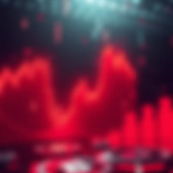 Illustration showing a downward trend in cryptocurrency values with red color dominating the chart, reflecting losses and investor concern.