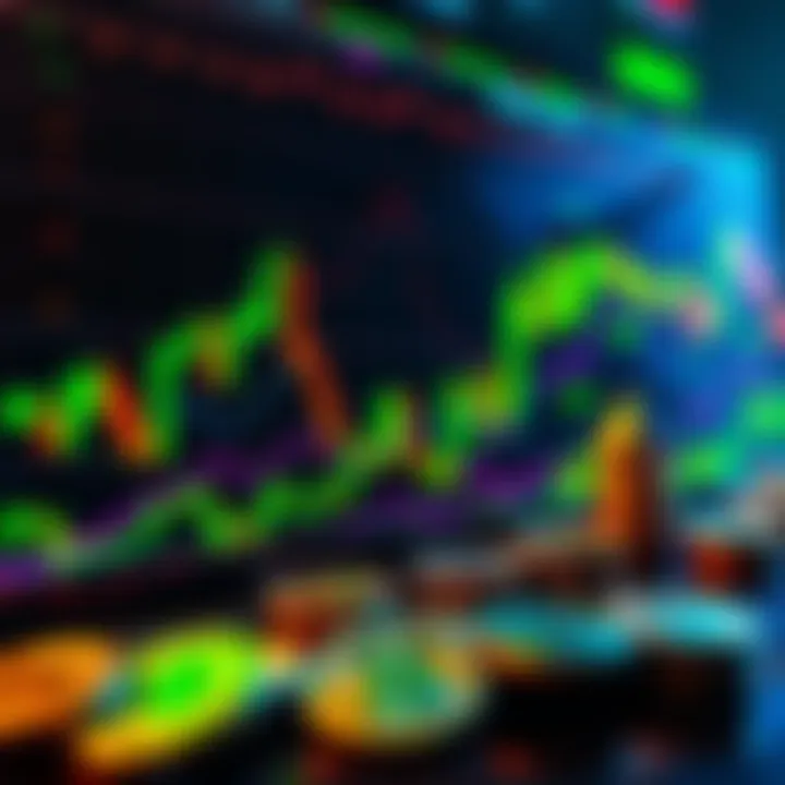 A graphic showing rising cryptocurrency prices with green candlestick charts and various coins like Bitcoin and Ethereum