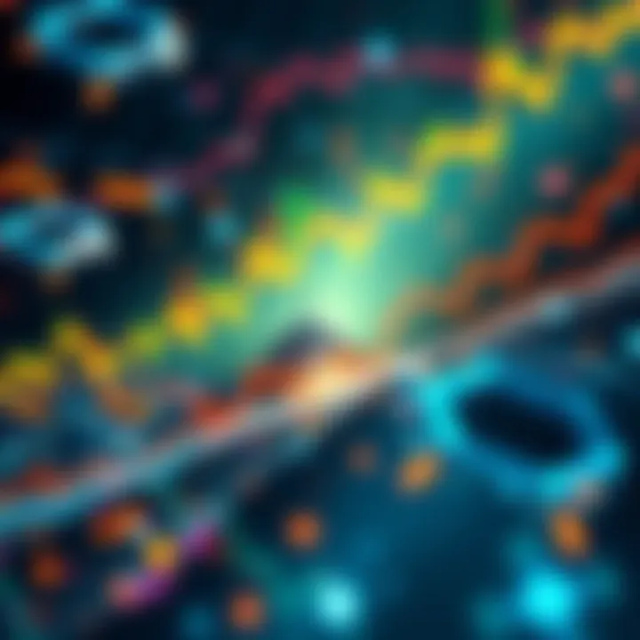 A visual representation of the cryptocurrency market recovering with upward trends and confident investors, showing a shift from panic to optimism.