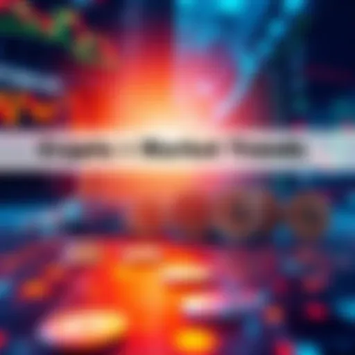 A visual representation of cryptocurrency trends with rising graphs and various coins displayed, highlighting market activity.