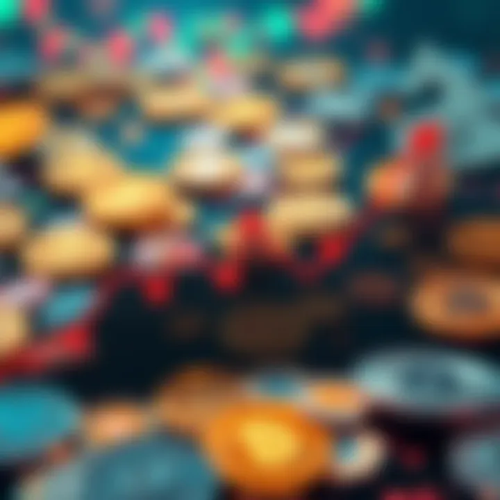 Graph showing decline in support for the Clarity Act amid a backdrop of cryptocurrency symbols