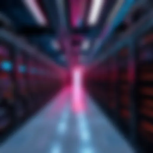 Crypto Mining Farm Equipment A view of a large crypto mining farm with rows of computer rigs and cooling systems, showcasing electric power usage.