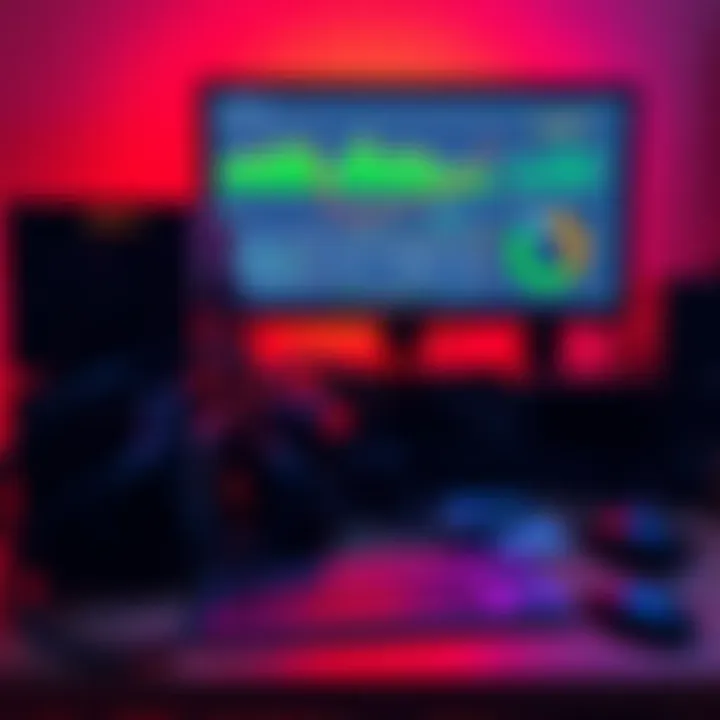 A basic crypto mining rig with hardware components like Gold Shell and Lucky Miner 7, set up on a desk with cables and a computer monitor displaying mining statistics.