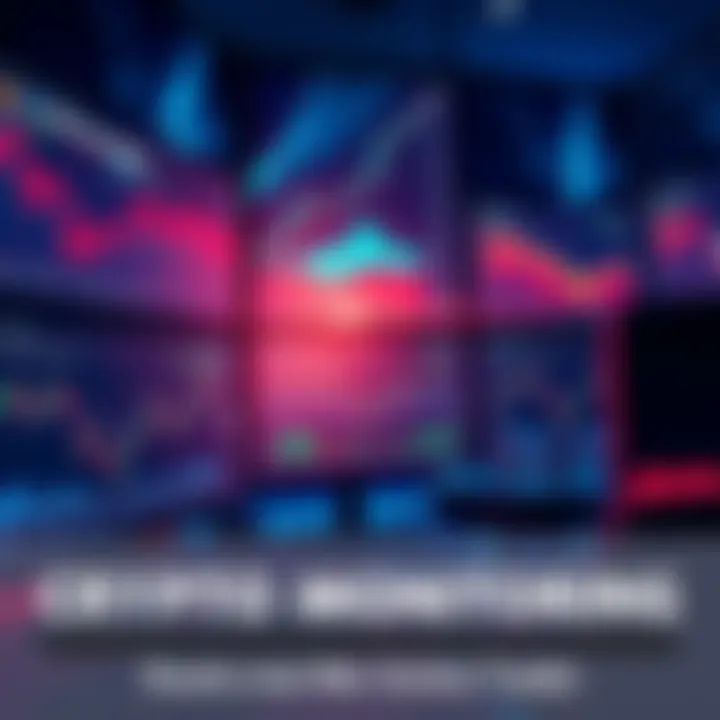 A trader using monitoring tools on multiple screens displaying crypto price charts and alerts.