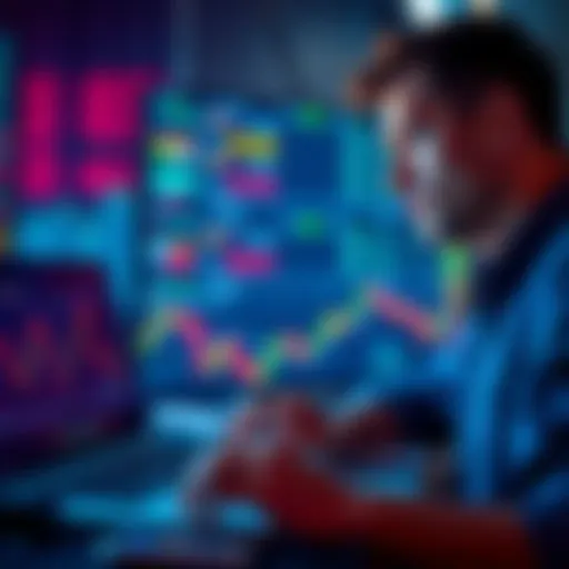 A trader looking unsure while analyzing cryptocurrency graphs on a laptop, questioning the importance of networking in trading.