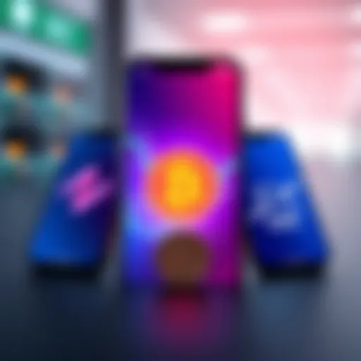 A comparison of three crypto payment apps showing their logos and a bank symbol, highlighting speed and efficiency in sending funds.