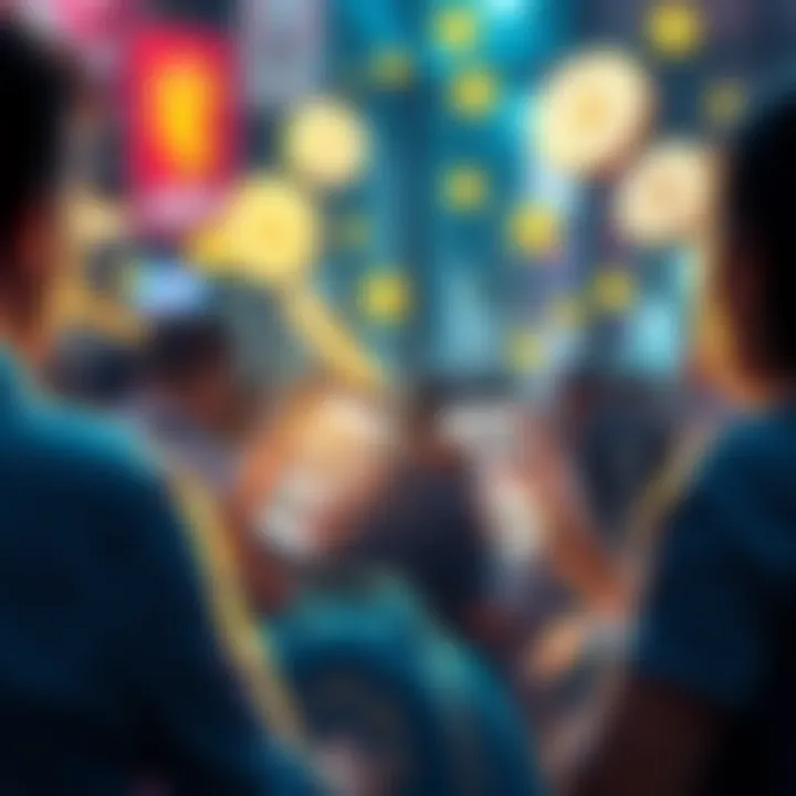 A graphic showing people in Vietnam and the Philippines using their phones to scan QR codes for crypto payments, with USDT symbols floating around them.