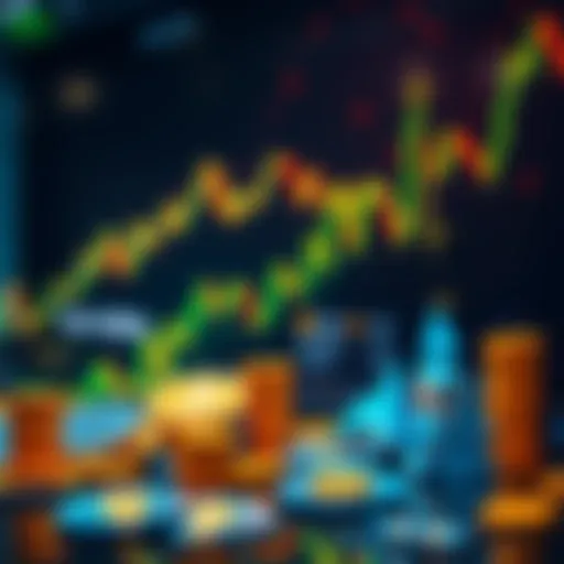 A visual representation of a rising cryptocurrency market with charts and coins, symbolizing potential growth due to the Clarity Act.