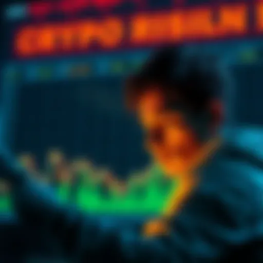 A person looking at a chart showing rising cryptocurrency prices with a sad expression, reflecting feelings of regret after selling their investment too soon.