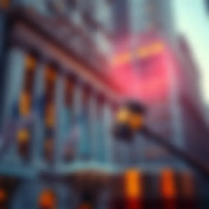 A graphic showing Wall Street with digital currencies and a gavel, symbolizing new cryptocurrency regulations.
