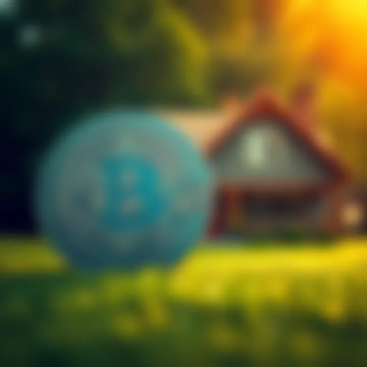 A visual representation of a cryptocurrency coin next to a house, symbolizing the intersection of crypto and the housing market.