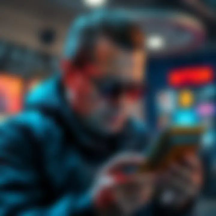 A worried veteran crypto user checking their digital wallet, looking concerned about security threats.