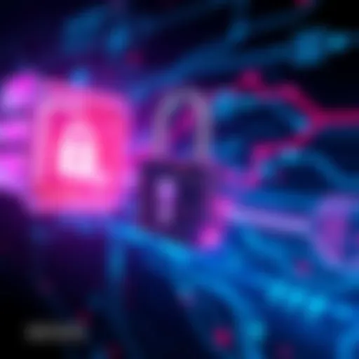 A digital lock symbolizing private key security, with AI and quantum computing graphics in the background