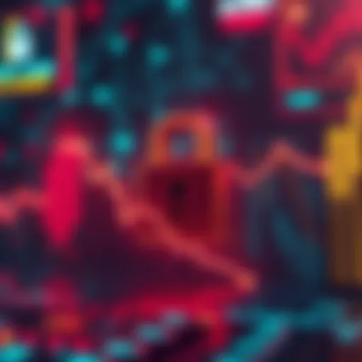 A graphic showing a steep decline in crypto hacks with a padlock symbolizing security, highlighting the drop in stolen funds over the past year.