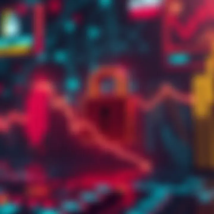 A graphic showing a steep decline in crypto hacks with a padlock symbolizing security, highlighting the drop in stolen funds over the past year.