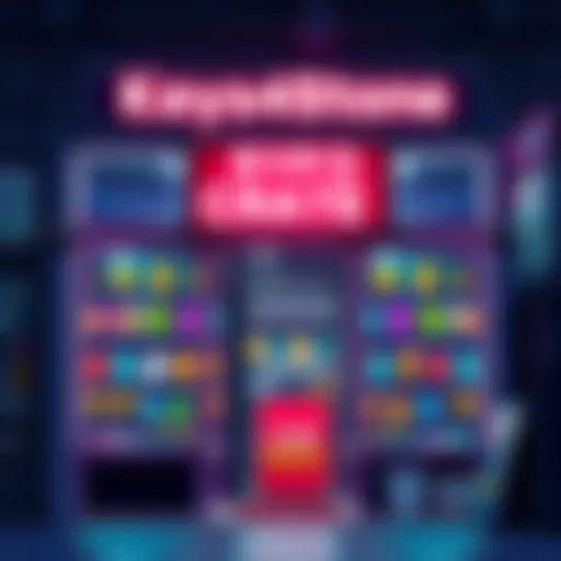 A storefront showcasing cryptocurrency products, with a sign indicating it's for sale and a welcoming atmosphere, appealing to potential buyers.