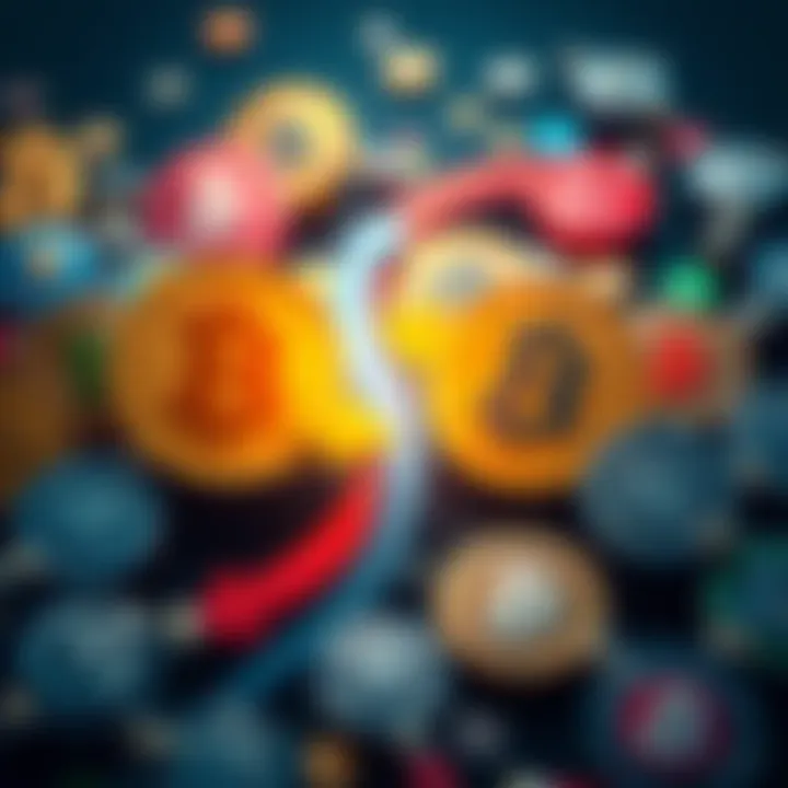 Various cryptocurrency symbols with arrows showing exchange between them, representing fast and hassle-free swaps without ID verification.