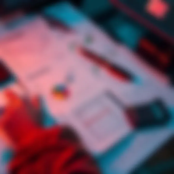 A person organizing tax documents with cryptocurrency charts and graphs on a desk. Papers labeled 'trades' and 'transactions' are scattered alongside a calculator.