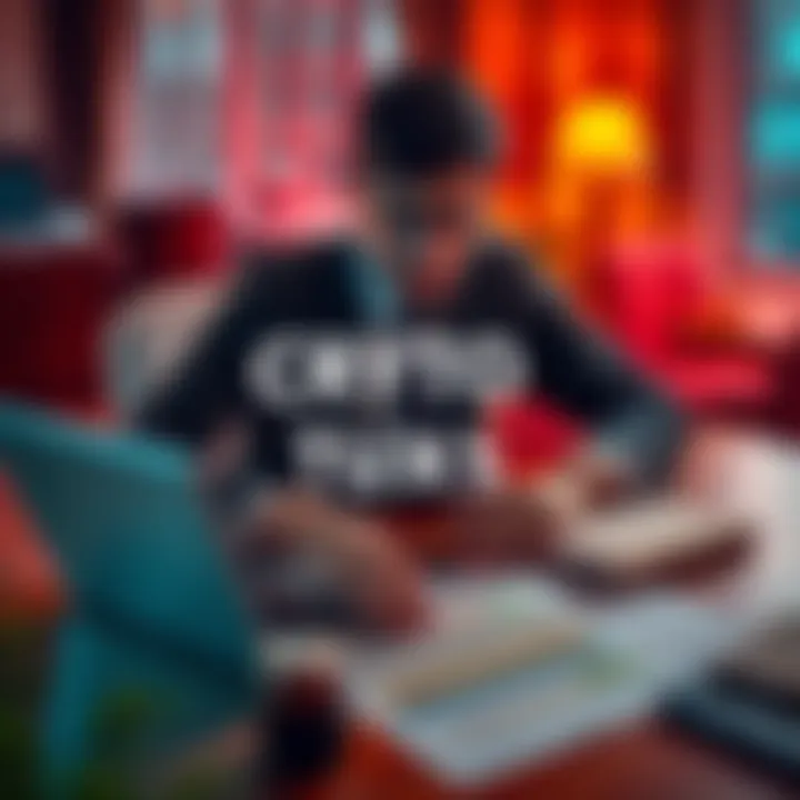 Crypto Tax Rules A person studying cryptocurrency tax rules with a laptop and tax documents on a table.