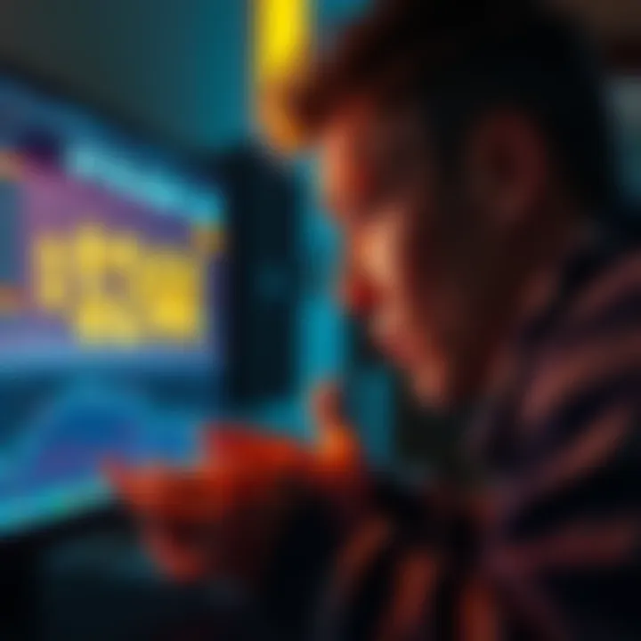 A distressed person looking at a computer screen displaying a significant loss in cryptocurrency, representing the $24 million theft at Axe-Point.