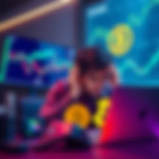 A frustrated buyer looking at cryptocurrency charts on a laptop, with USDT and USDC symbols displayed prominently.