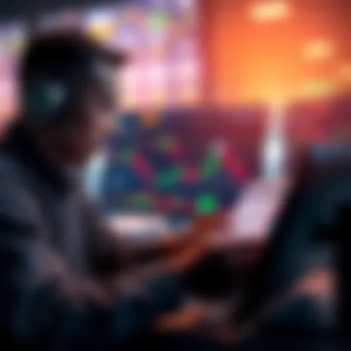 A cryptocurrency trader looking at charts and spreadsheets to determine specific cost basis for selling