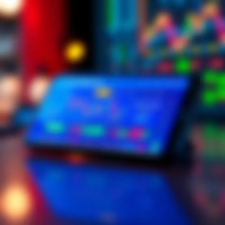A smartphone displaying a cryptocurrency trading app with charts and market data on the screen, showcasing easy navigation and trade management.