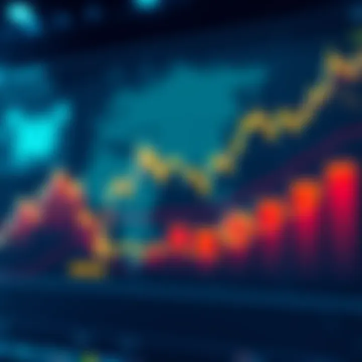 Cryptocurrency Trading Chart A chart showing rising trends in cryptocurrency prices, targeting 50 cents for various tokens.