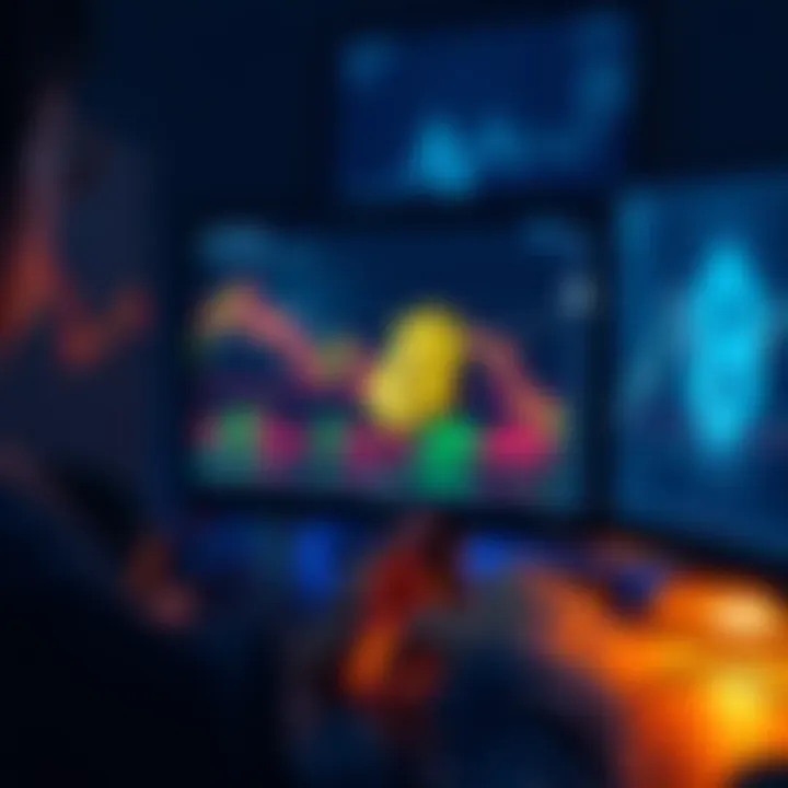 Crypto Trading Decisions A person analyzing trading charts on a computer screen, with a cryptocurrency logo in view.