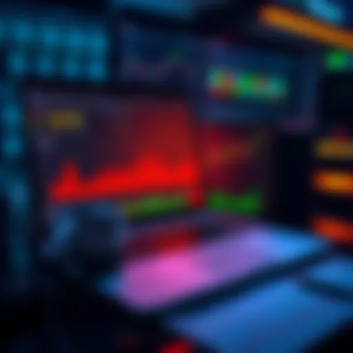 A trader analyzing cryptocurrency fees on a laptop with charts and graphs showing fee structures