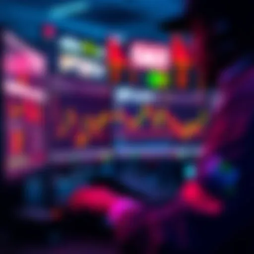 A trader looking at cryptocurrency charts on a computer, with political news headlines visible on the screen, showing market reactions.