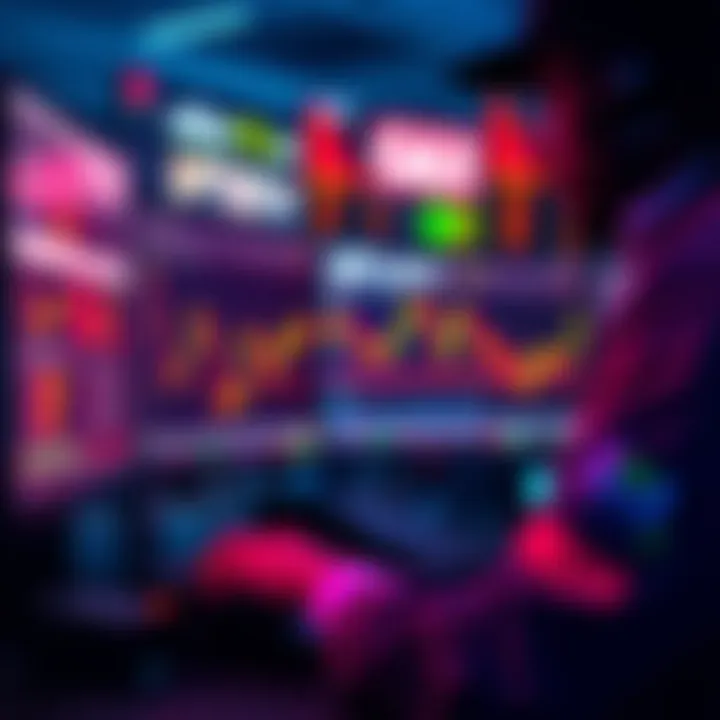 A trader looking at cryptocurrency charts on a computer, with political news headlines visible on the screen, showing market reactions.