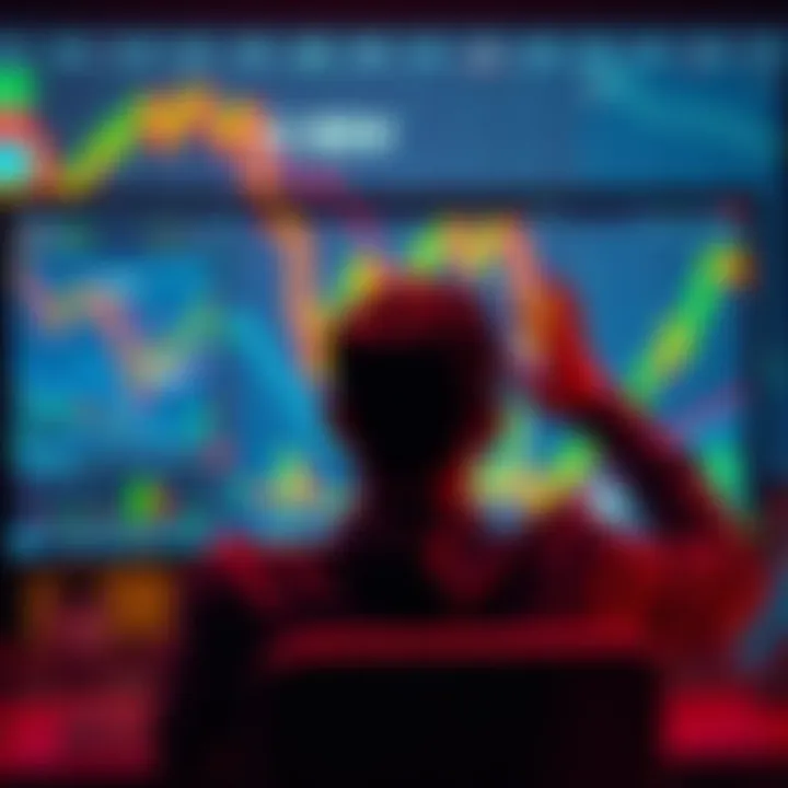 A person looking frustrated at a computer screen displaying falling cryptocurrency charts, symbolizing the dangers of careless trading.