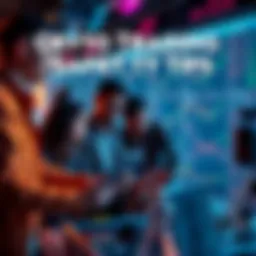 A group of people discussing cryptocurrency trading while looking at graphs and charts on a laptop, emphasizing safety and caution.