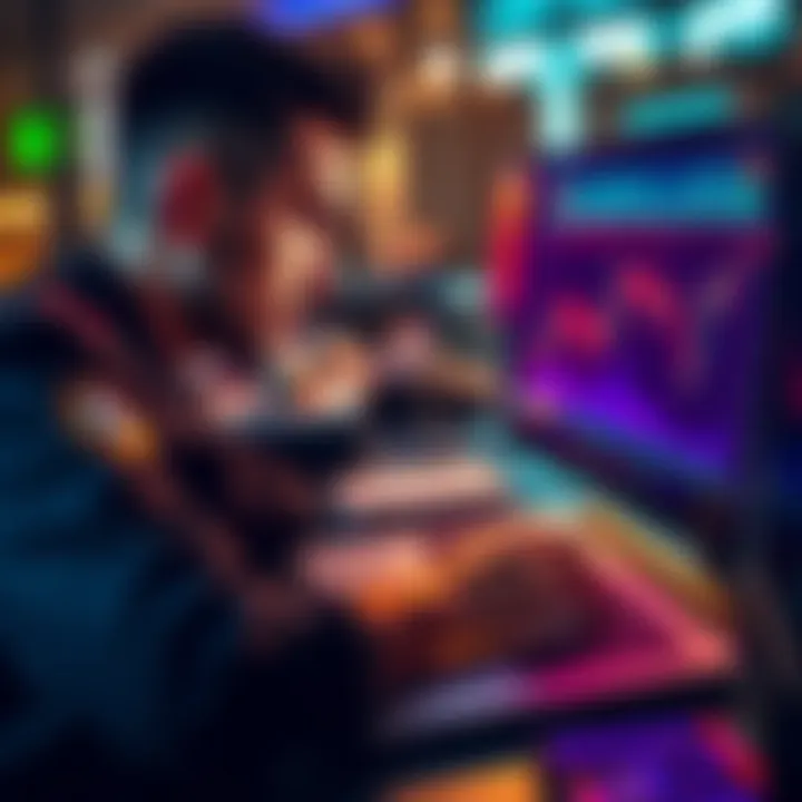 A focused trader analyzing market charts on a laptop with charts and graphs visible on the screen, representing crypto trading strategies.