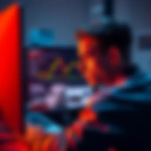 A person looking at a computer screen displaying cryptocurrency charts with a worried expression, surrounded by news articles about regulations.